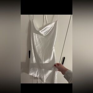 satin backless white dress